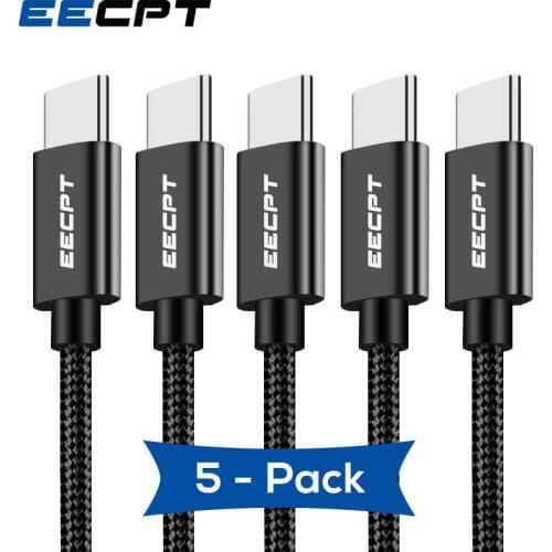 EECPT 5 Pack USB Type C Cable For Samsung S10 S9 Xiaomi Redmi Note 7 Fast Charging USB-C Charger Mobile Phone USBC Type-C Cable