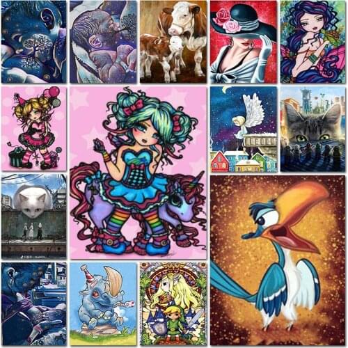 Diamond painting full square embroidery Cross stitch Bird cat cow woman color cartoon baby mother Mosaic home decor Paintings 5d
