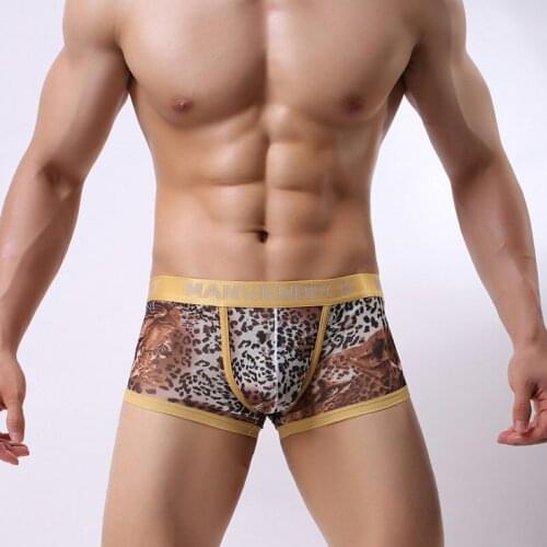 Sexy Leopard Mens Boxer Boxershorts Mens Relief Panties Fashion Mens Underwear Underwear Classic Tight Shorts