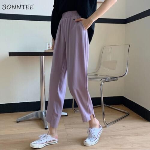Harem Pants Women Ulzzang Minimalist Chic Irregular Design Feminino Trousers Elegant Summer Preppy All-match Popular Ladies Pant