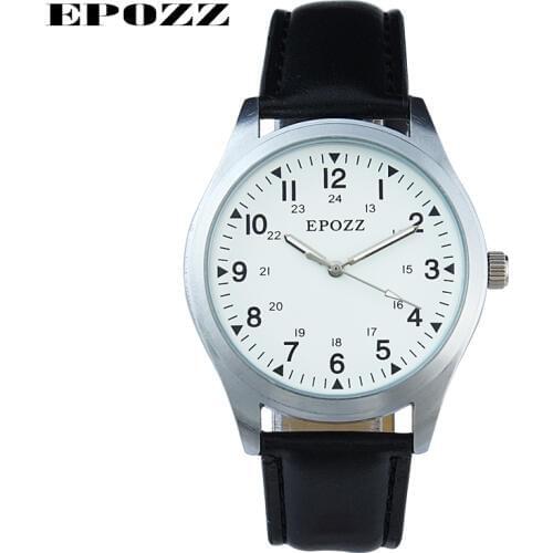 EPOZZ New arrival fashion casual round dial pu leather watchband quartz movement analog men watches top brand luxury hours