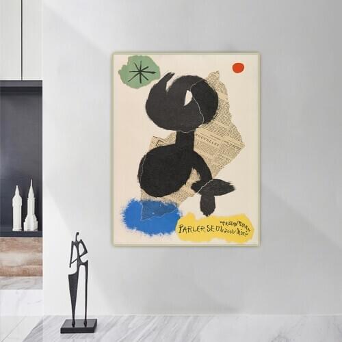 Citon Joan Miro《Tzara Talking Alone》Surrealism Canvas Oil Painting Artwork Poster Picture Background Wall Decor Home Decoration