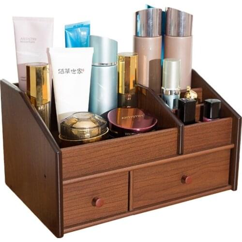 Wooden Makeup Organizer Drawer Large Perfume Makeup Organizer Nail Polish Desktop Organizer Cosmetic Box Storage Boxes BG50SS