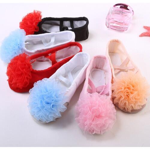 Soft Spun Yarn Flower Children Ballet Shoes New Pattern Girl Dance Leather Shoes kid ballet dancewear danceing accessory