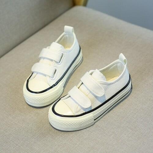 Childrens canvas shoes girls sneakers boys cloth shoes 2021 spring new white shoes baby shoes korean shoes baby girl shoes