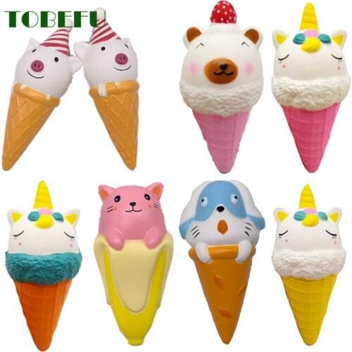 TOBEFU Kid Unicorn Squishy Animals Ice Cream Slow Rising Squishies Antistress Hand Mochi Toys for Adults Children Christmas Gift