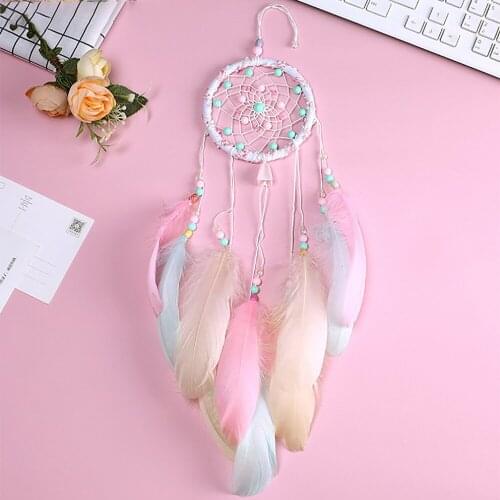 Life Tree Feather Dream Catcher Girls Dreamcatcher Gift Room Decorations Ring pearl tassel Pink Pendant Amazing Home Decor