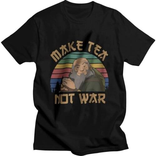 Avatar The Last Airbender T-shirt Men Graphic T Shirt Short Sleeve Iroh Make Tea Not War -Anng Tshirt 100% Cotton Tee Top