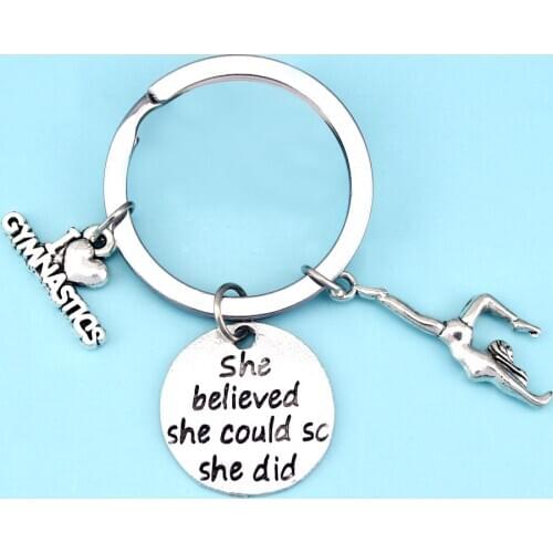 Gymnastics Gymnast Key Chains Keychains Sport KeyChain Key Ring Keyring Girl Women Men Jewelry Best Friends Christmas Gift