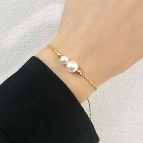 Gothic Gold Chain Adjustable Size Pearl Bracelet for Women Girl Best Friend Korean Pearls Beads Bracelets Jewelry