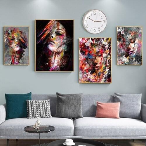 Abstract Girl Modern Wall Art Posters and Prints HD Print Graffiti Canvas Painting Corridor Living Room Decoration Painting Art