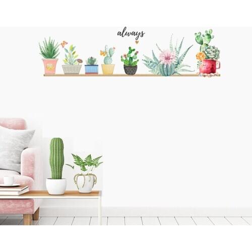 Three Ratels QC93 Lovely succulent plant watercolor wall stickers Kitchen decoration living room wallpaper