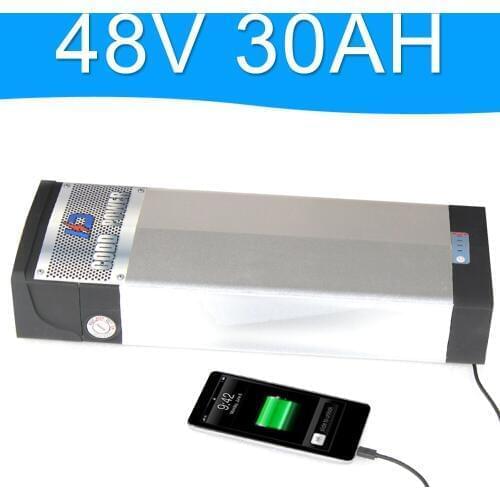 48V 2000W Lithium Battery 48V 30AH with 5V USB Port Aluminum alloy Rear rack Battery Pack 48V Electric bicycle 48v 8fun battery