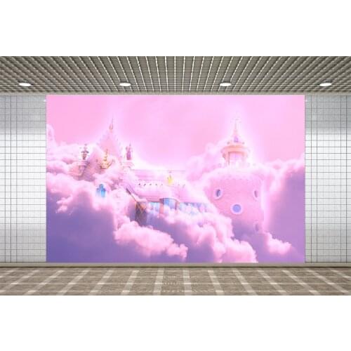 Lyavshi Photography Backdrops Glitter Princess Castle Colorful Clouds Baby Shower Background Birthday Party Photo Studio Props