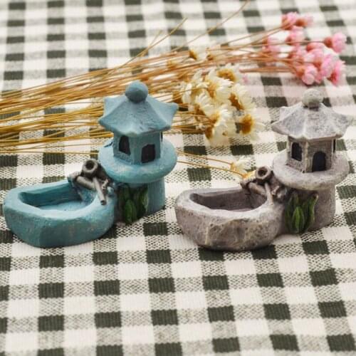 Chzimade Pond Figurines Decoration Tower Relaxation Zen Garden Tea Pet Home Miniature Resin Craft Decorations For Home