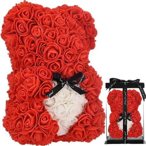 Soap Foam Bear Roses 25cm Teddy Bear Doll Handmade Bear Toys For Women Valentines Christmas Wedding Gifts Home Decoration