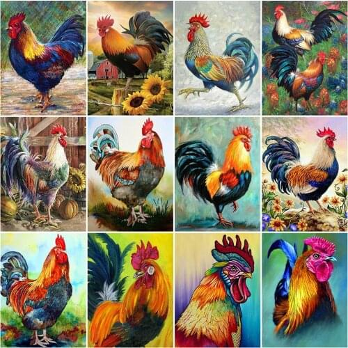 HUACAN 5D DIY Diamond Embroidery Chicken Full Drill Diamond Painting Animal Mosaic Art Rhinestones Needlework Home Decoration