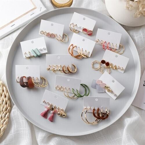 Geometric Simple Fashion 6-Piece Ear Stud Personality Jewelry Sets Circle Popular Set Ear Jewelry Ear Stud