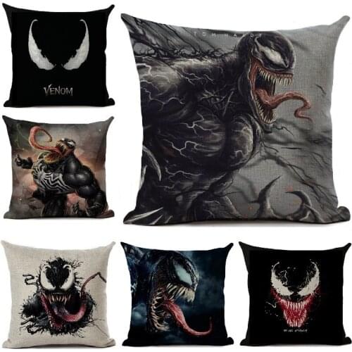 Venom Cushion Cover Linen Throw Pillows Cover Car Sofa Decorative Pillowcase Halloween Home Decoration Cushion 45*45cm