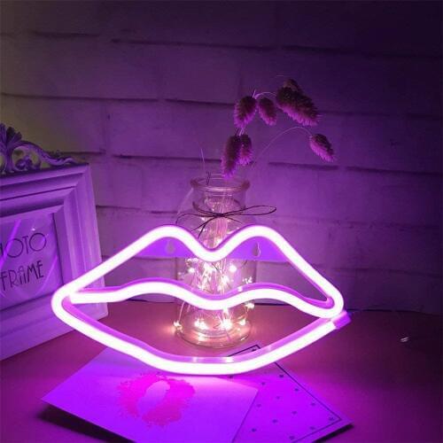 Lip Shaped Neon Signs Led Neon Light Art Decorative Lights Wall Decora for Children Baby Room Christmas Wedding Party Decoration