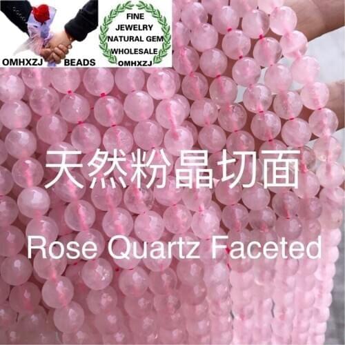 OMHXZJ Wholesale ZB23 6810mm DIY Bracelet Necklace Jewelry Making Accessories Natural Stone Fine Rose Quartz Faceted Round Beads