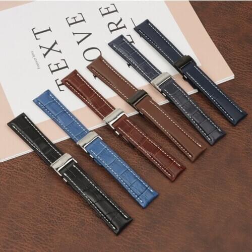 Genuine real Leather Watch Band For Breitling strap for NAVITIMER WORLD Avenger/navitimer belt 20mm 22mm 24mm Black Brown Blue