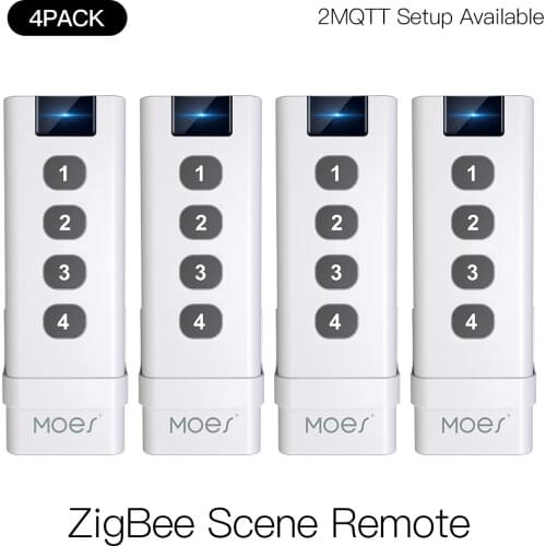 Moes ZigBee Smart Scene Switch 4 Gang Remote Portable Tuya Zigbee Hub Required for Smart Home Automation Scenario