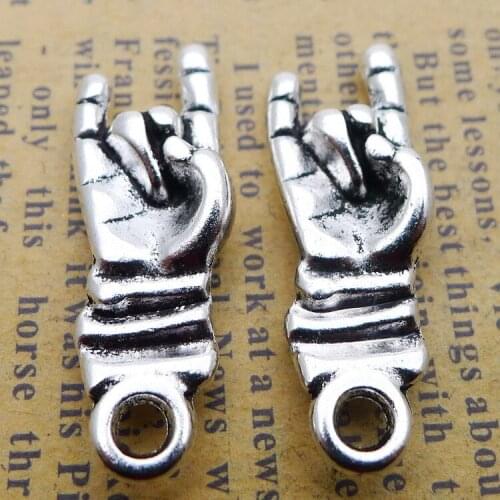 8PCS/Lot 10m*30mm Hand Pendant Antique Silver Color Finger Charm Handcraft For DIY Jewelry Making
