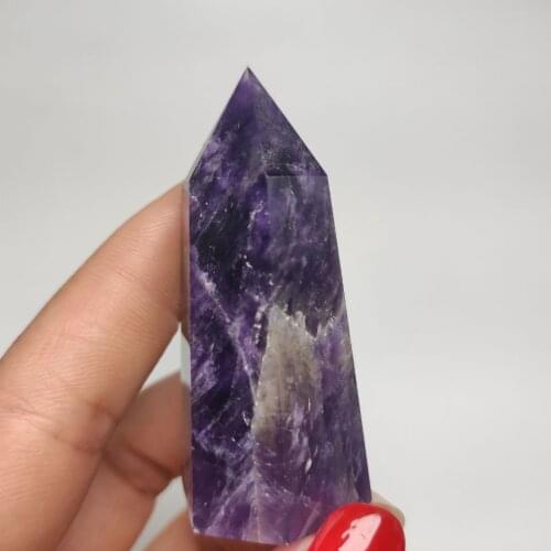 1pcs Natural Crystal Fantasy Amethyst Hexagonal Column Crystal Point Mineral Ornament Magic Repair Home Decoration Decoration