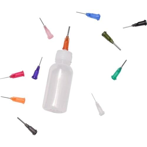 30ml Transparent Polyethylene Needle Dispenser Dispensing Bottle for Rosin Solder Flux Paste + 11 Needles Tools