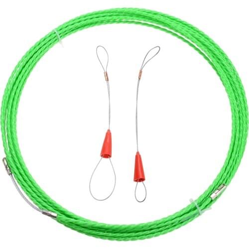 12M 4.5mm Cable Puller Green Fiberglass Tape Green Electrical Cable Wire Threader Metal Wall Wire Conduit With Fastener