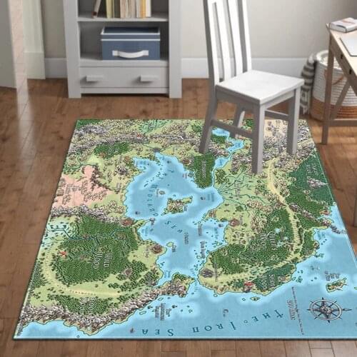 Retro map living room bedroom carpet kids room area rug hom floor mat non-slip absorbent carpet blue soft hallway Decorative
