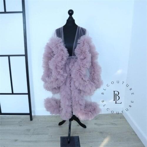 Luxury Ruffles Short Maternity Dress for Photo Shoot Props Chic Maternity Photography Gown Costume Prom Dresses Party Bathrobe