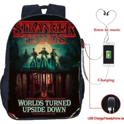 Stranger Things 3 Multifunction USB Charge School Bags Students Boys Girls Rucksack Laptop Backpack for Teenagers Travel Bags