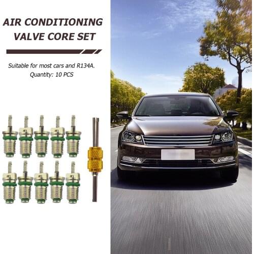 Air Conditioning Valve Cores Green Tool 10pcs R134a Car A/C Valve Cores Automobile Exterior Repair Components