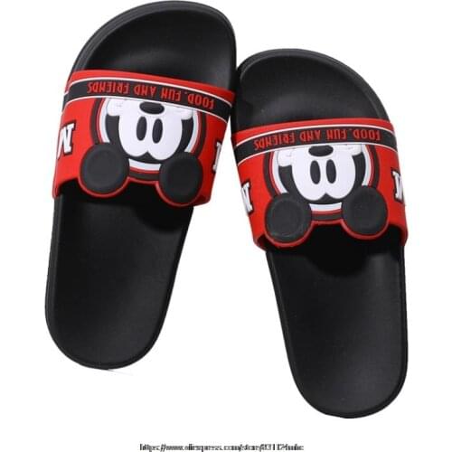 Summer Mickey Mouse Childrens Slippers Boys Girls Slippers PVC Soft Bottom Non-slip Beach Sandals Kids Home Bathroom Flip Flops