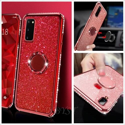 3D Diamond Glitter Cover for OPPO A52 A72 A9 A5 A31 2020 A12S Soft Silicone Case for OPPO A53S A91 A5S A3S A7 A31 Ring Holder