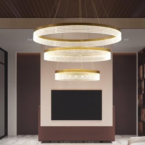 FKL Modern Ring Chandelier Acrylic Lampshade Multi-layer Combination Duplex Living room Bedroom LED Dining room Lights