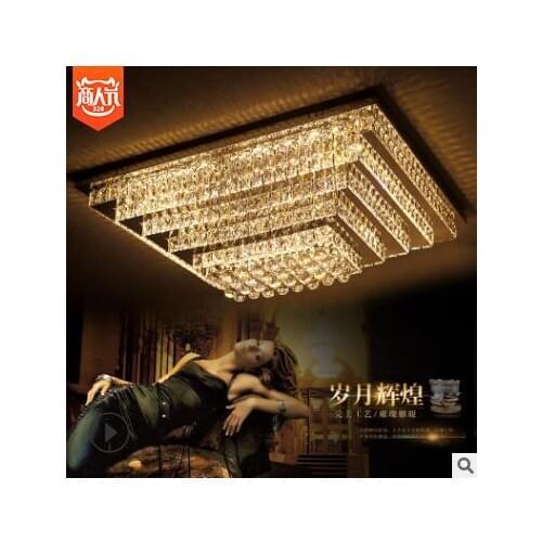 Modern minimalist led ceiling lamp rectangular living room lamp Line cut crystal lamp Creative showroom hotel lamp