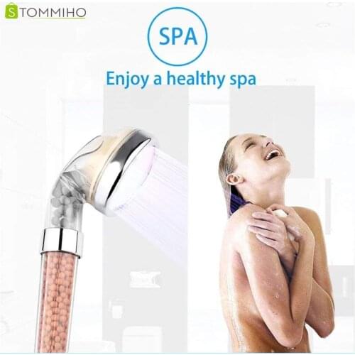STOMMIHO LED Shower Head Temperature Control High Pressure Water Saving Hand Bathroom Anion Spa Anion Filter Shower SPA Nozzle