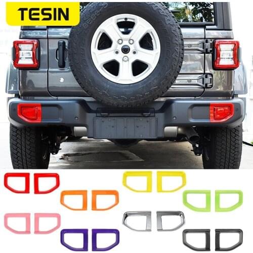 TESIN ABS Car Rear Bumper Fog Light Lamp Decoration Cover Stickers For Jeep Wrangler JL 2018 2019 2020 Car Exterior Accessories