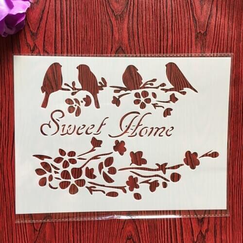 A4 29 * 21cm Sweet home bird DIY Stencils Wall Painting Scrapbook Coloring Embossing Album Decorative Paper Card Template
