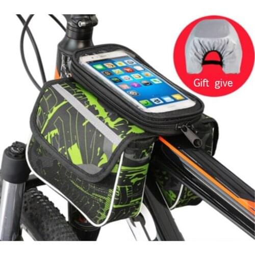 Bicycle bag mobile phone bag accessories package mountain bike double bag saddle bag upper tube bag bicycle front beam bag