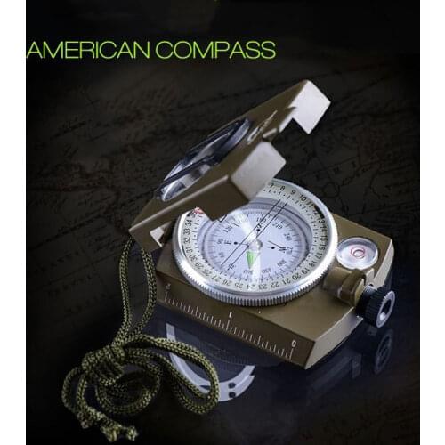 Military Folding Pure Copper Clamshell Compas Military Folding Sighting Compass Pouch Portable for Outdoor Camping Hiking Too