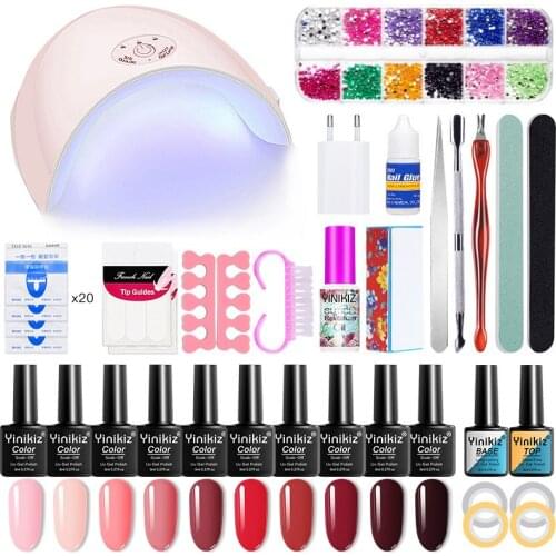 Yinikiz UV Gel Nail Varnish Nail Art Base Coat Top Coat Led Nail Polish 36W Led Uv Lamp Kits Set