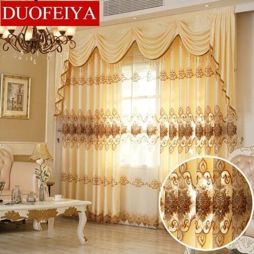 Curtains for Living Dining Room Bedroom New European Style Water Soluble Embroidery Curtain Tulle Valance for Windows Drapes