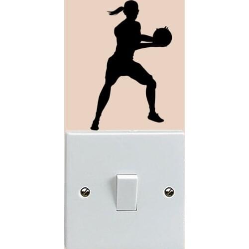 Female Silhouette Wall Sticker Vinyl Basketball Player Switch Decal 6SS0255