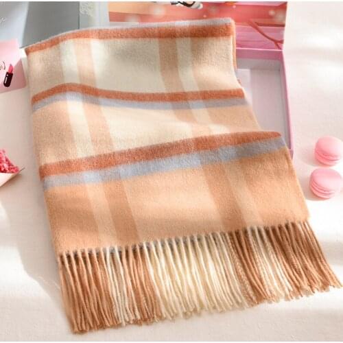 Warm Wool Scarf Women Tassel Bufanda Mujer Checked Shawl and Wraps Winter Plaid Cashmere Scarves Ladies Foulard Femme 180x70cm