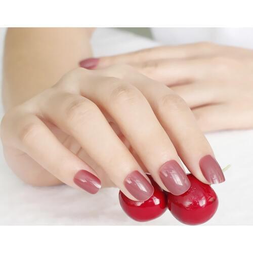 24pcs Short section explosion models cute candy colored hot buy fake fingernails Finished brown SN534