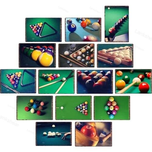 Billiards Metal Vintage Signs Billiards Club Wall Poster Decoration Beer Bar Painting Pool Hall Plaque Home Decor 20*30 Cm